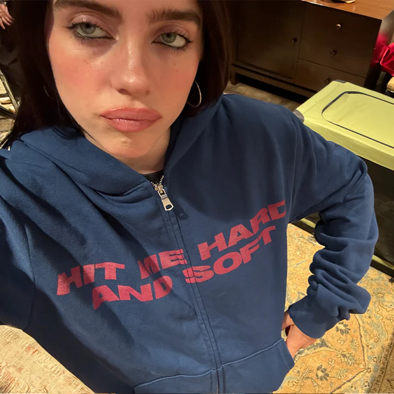 Blue Red Zip Hoodie Billie Eilish