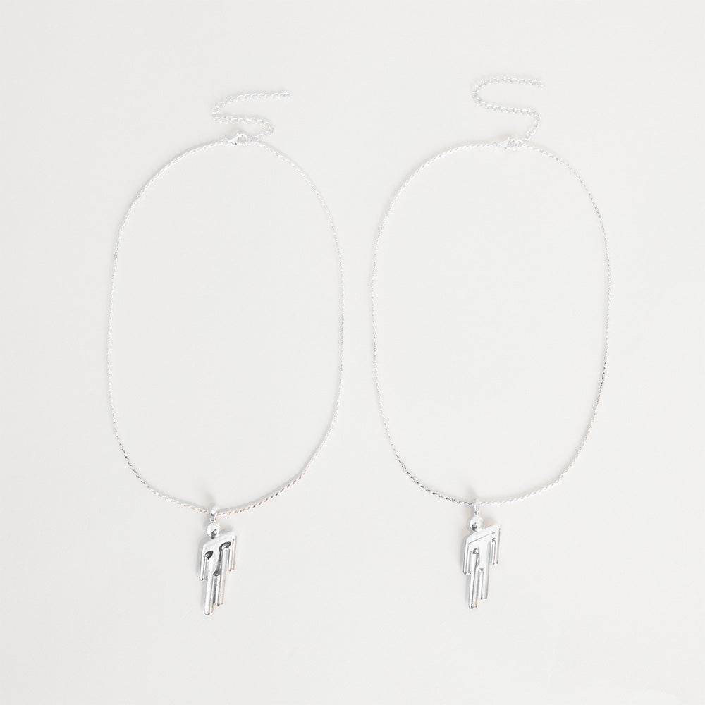 Billie Eilish - Blohsh Silver Friendship Necklace 2 Pack