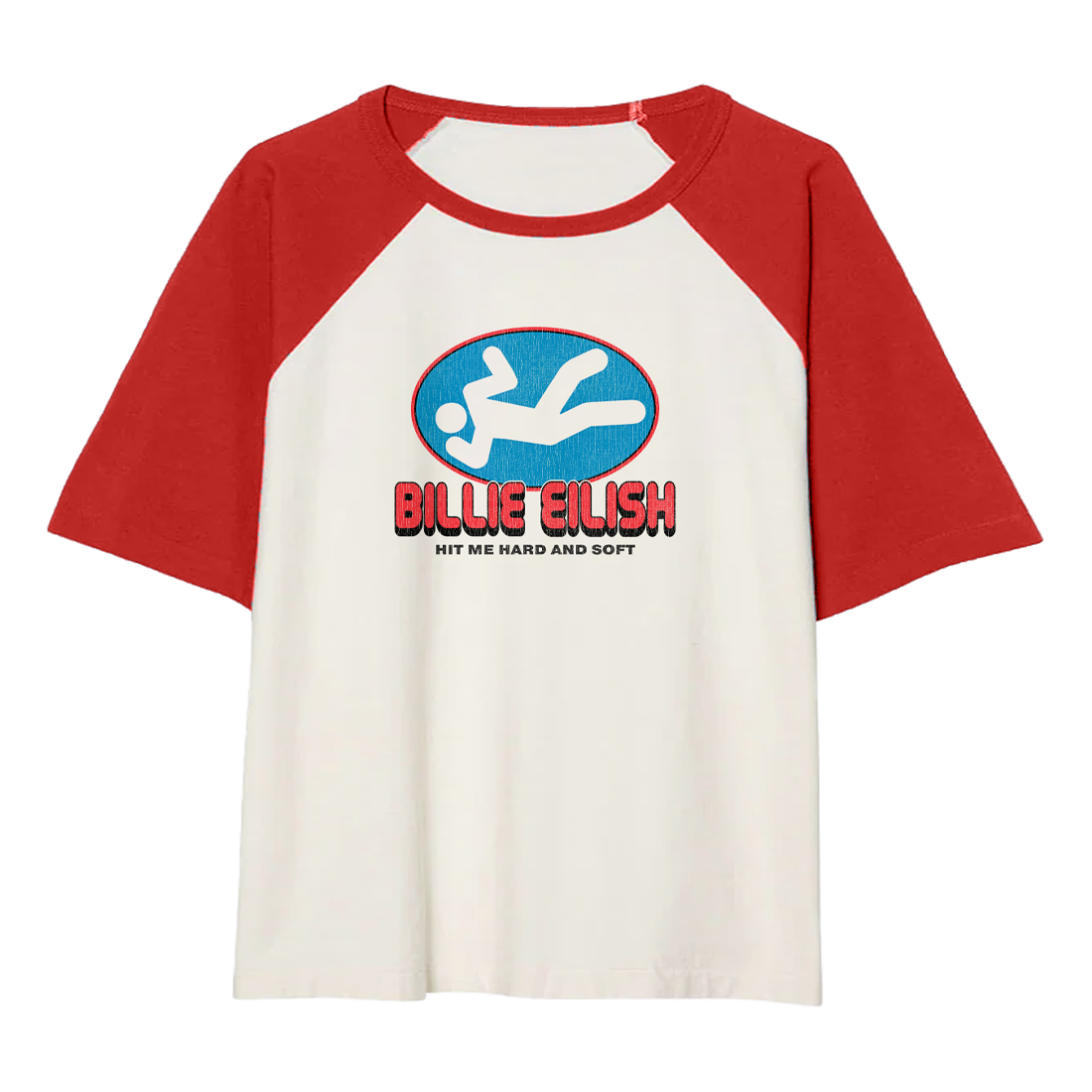 Billie Eilish - Red And White Raglan Drop Sleeve Tee